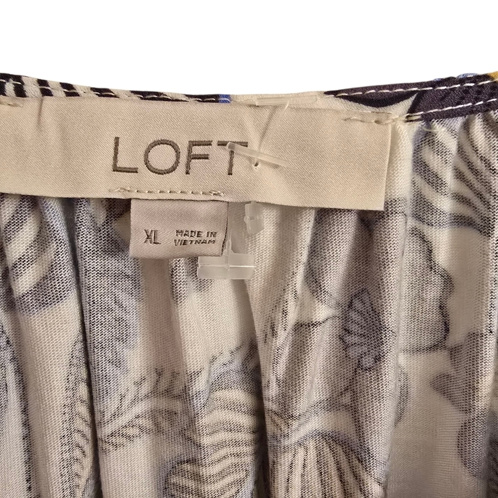 LOFT Elegant Floral Top in Cream and Blue - Picture 2 of 3
